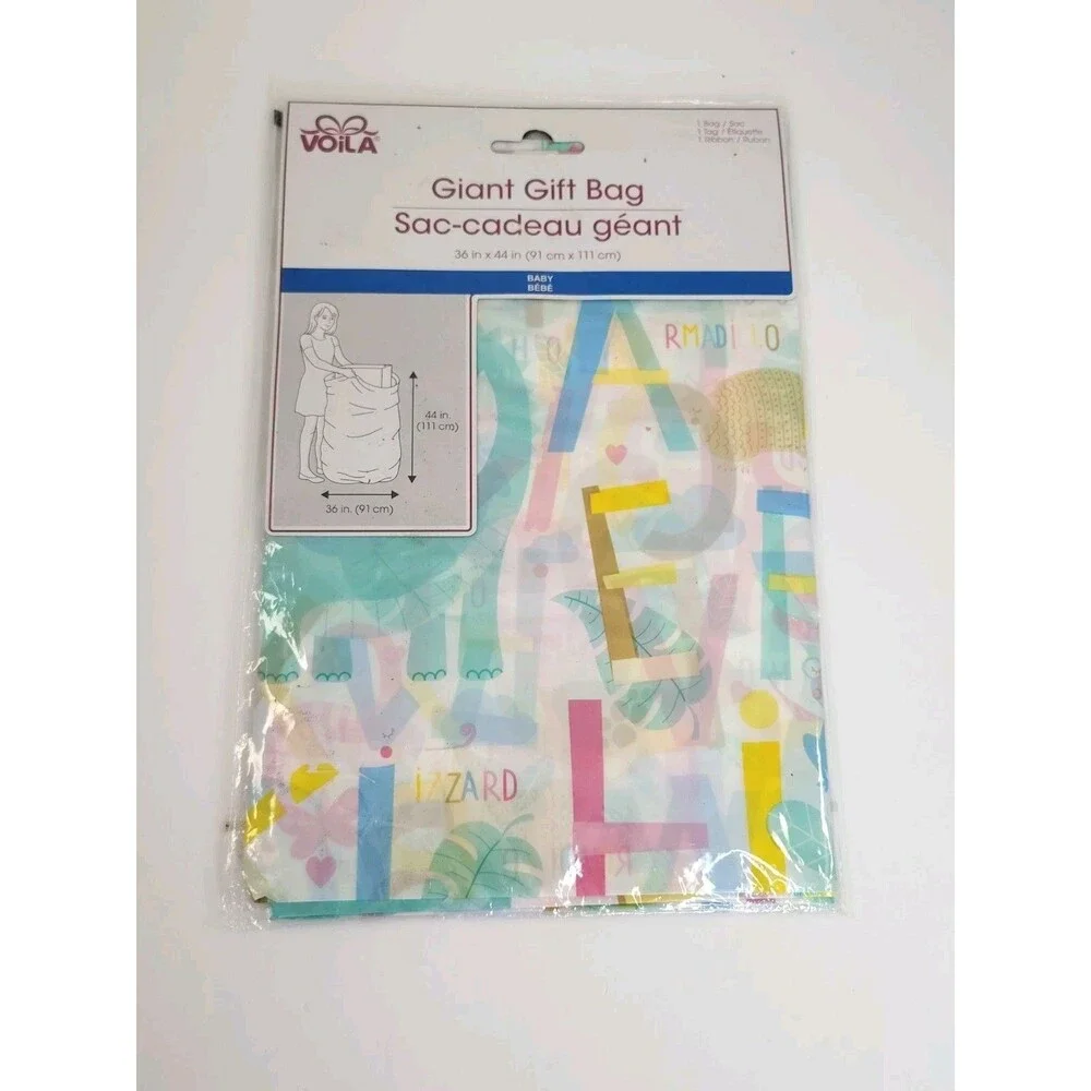Viola Giant Gift Bag 36 In X 44  Baby Theme Butterfly Tropical Animals Numbers